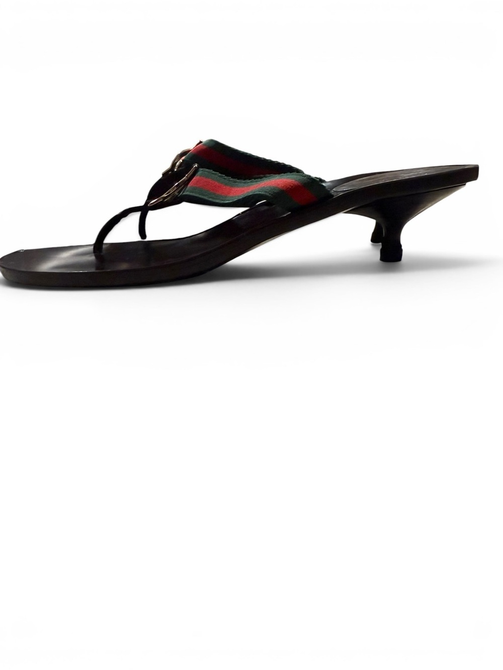 Y2K Gucci web stripe kitten heel thong sandal - Tom Ford era - Picture 16 of 16